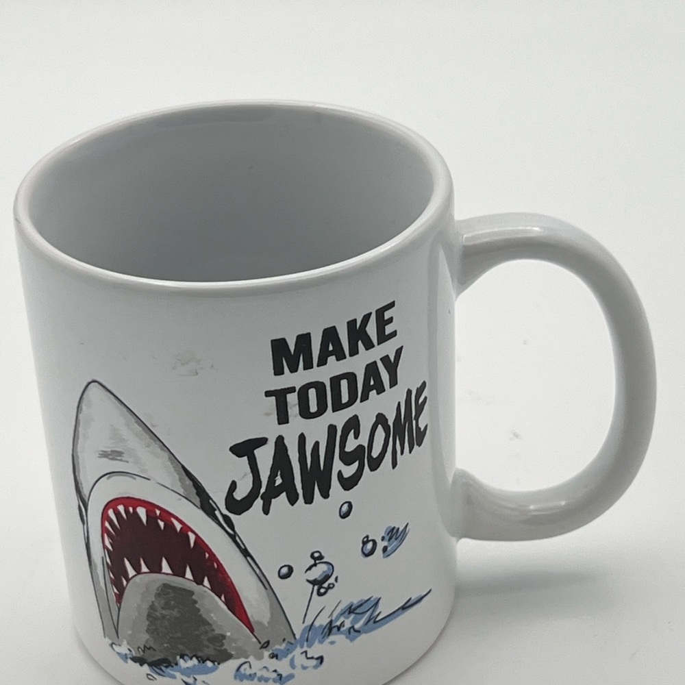 White Ceramic 'Make Today Jawsome' Shark Mug Cup Novelty